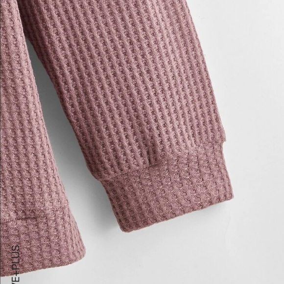Shein Waffle Knit Color Block Drop Shoulder Pullover 3XL - Picture 3 of 5